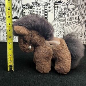 VTG Real Sheepskin Horse Pony Plush Made In Great Britain Brown Stuffed Animal